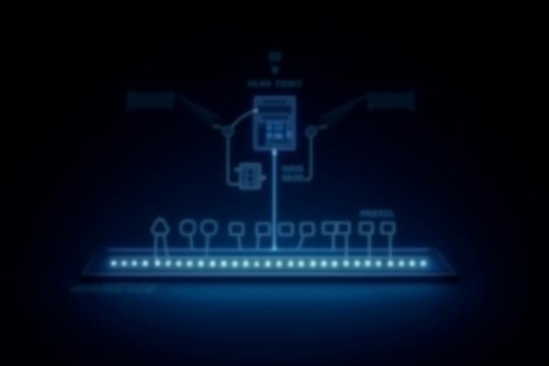 Diagramma che mostra il flusso di dati verso una striscia di LED micro-indirizzabili.